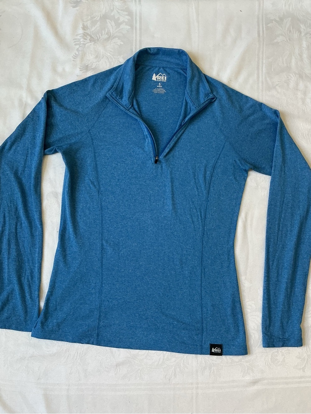 REI Womens Co-Op Quarter-Zip pullover blue Heather Activewear Stretch size 6